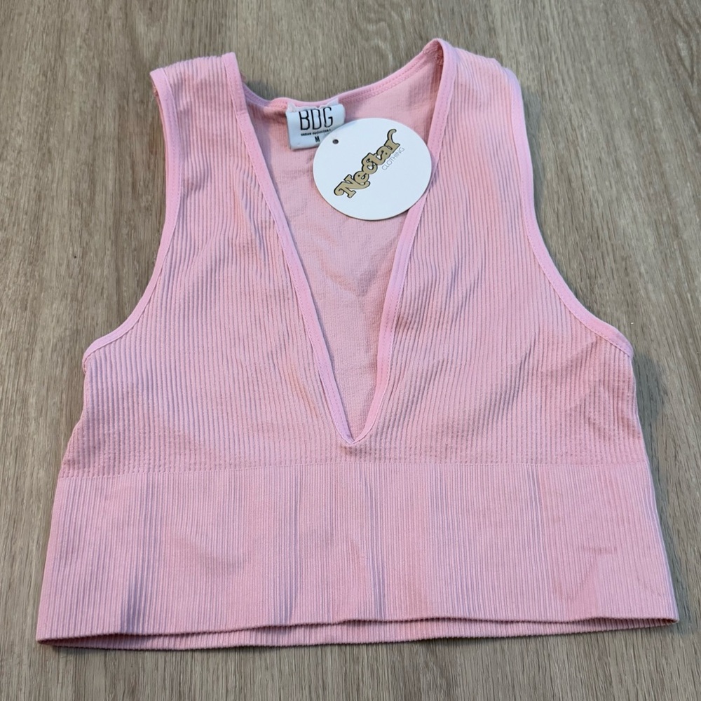 NWT BDG Medium Pink Ribbed Crop Top